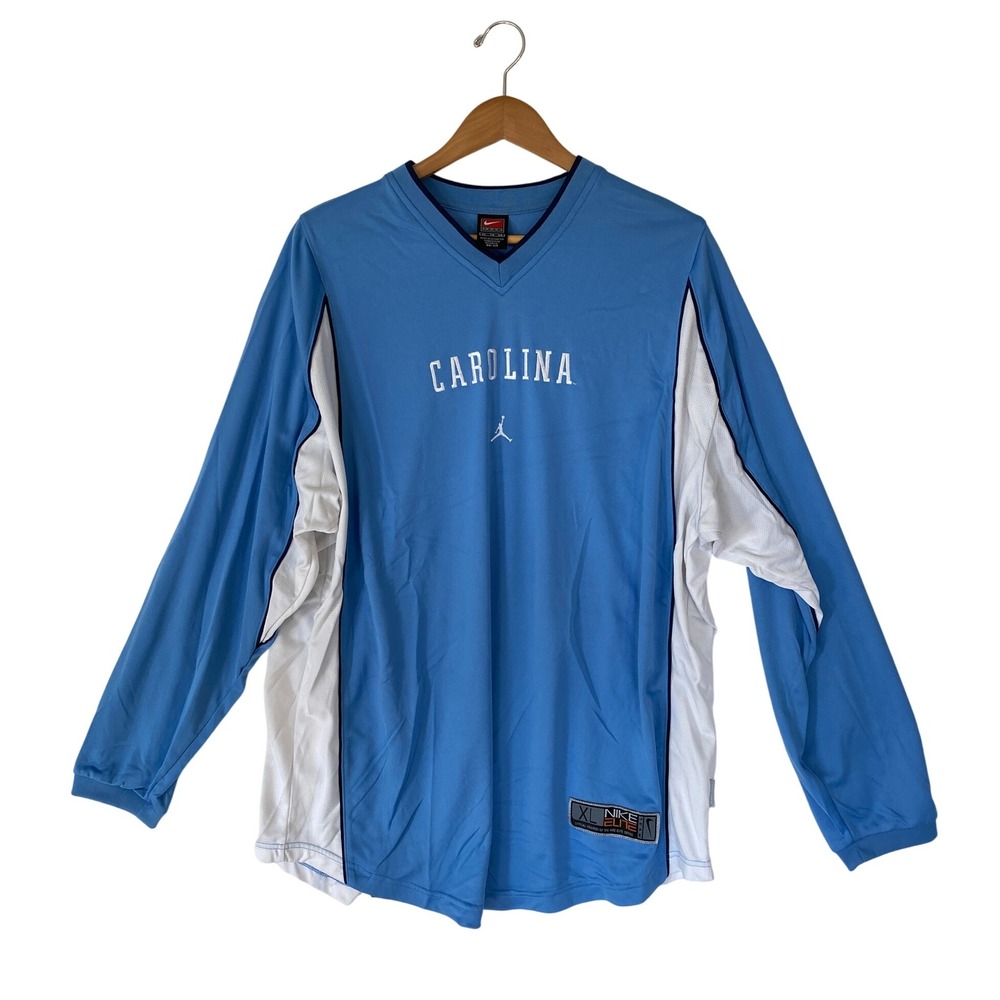 Nike Vintage Jordan‎ Carolina Basketball Long Sleeve Shirt Mens XL Blue Dri-Fit